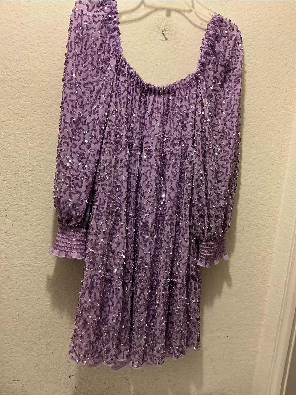 NWT Alice + Olivia Lilac Floral Puff-Sleeve Mini Dress $695 - Picture 8 of 12